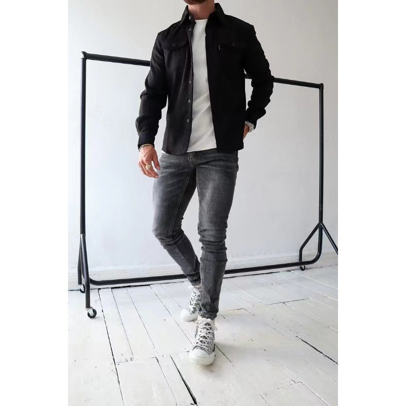 Herren Hemdjacke mit Brusttaschen und taillierter Passform Drune