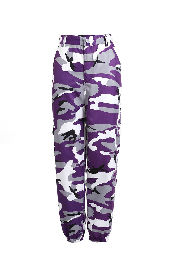 Damen Cargohose mit Camouflage‑Print, elastischem Bund und Beinbündchen Drune