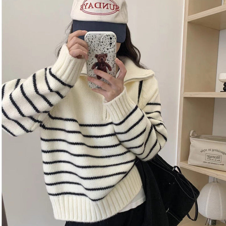 Damen Gemusterter Oversized Pullover Drune