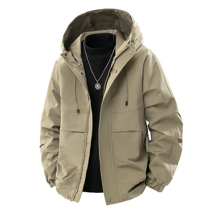 Herren Technische Kapuzen-Outdoorjacke mit Utility-Taschen und winddichter Membran Drune