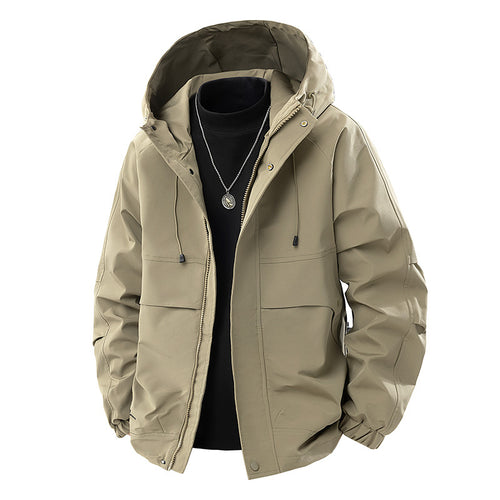 Herren Technische Kapuzen-Outdoorjacke mit Utility-Taschen und winddichter Membran Drune
