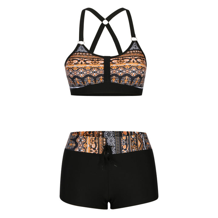 Drune | Bikini mit geometrischem Druck für Frauen | Schwarz