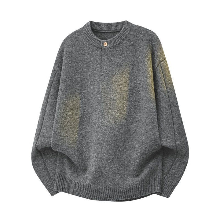 Damen Oversize Feinstrickpullover mit Halbknopfleiste, überschnittener Schulter & geripptem Saum Drune