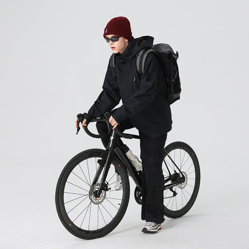 Herren Technische wasserdichte Outdoorjacke mit Kapuze, verschweißten Nähten und verdeckten Reißverschlüssen Drune
