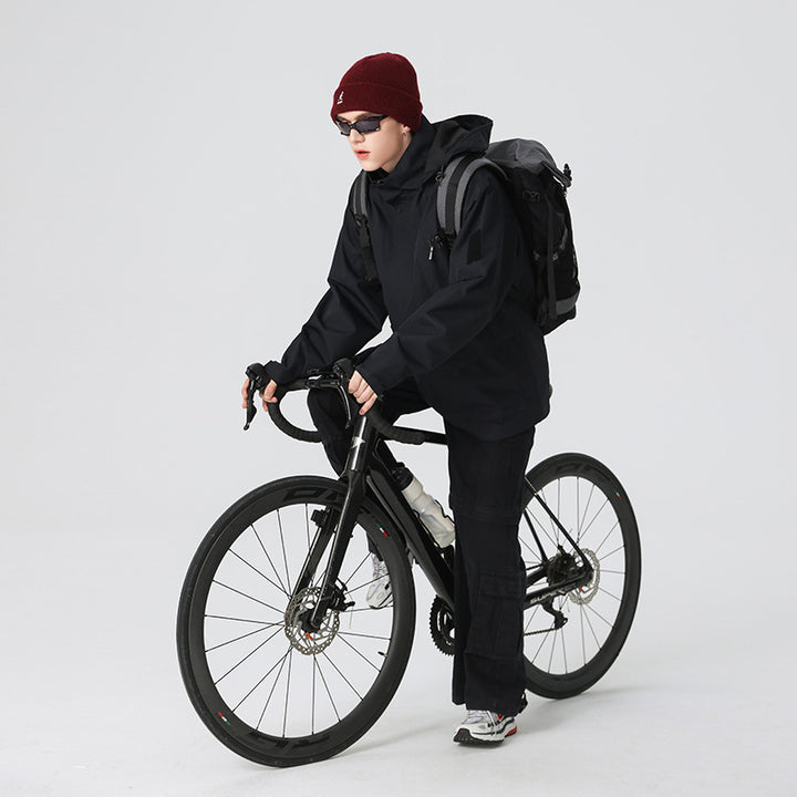 Herren Technische wasserdichte Outdoorjacke mit Kapuze, verschweißten Nähten und verdeckten Reißverschlüssen Drune