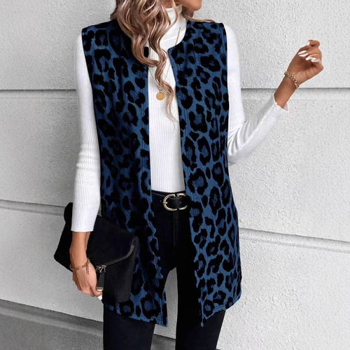 Damen Mode Weste mit Leopardenmuster Drune