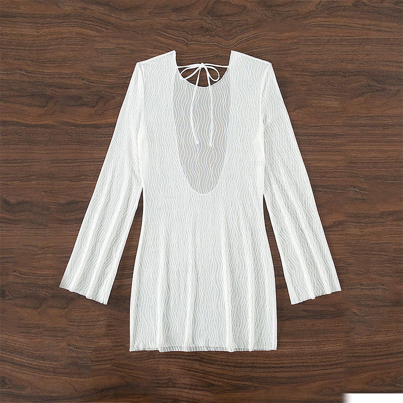Damen Langarm Strandkleid Drune