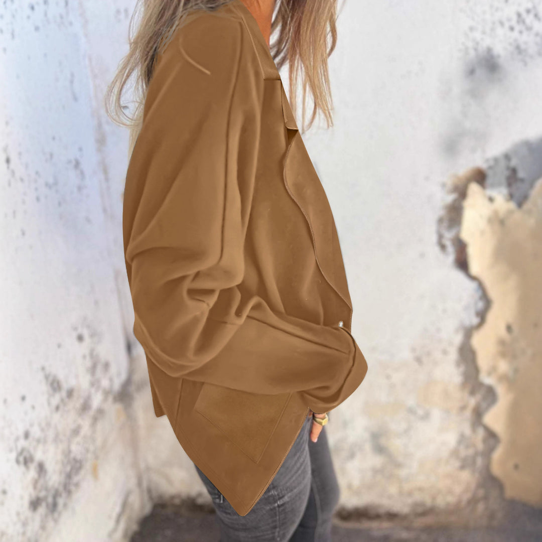 Damen Oversize Blazer-Cardigan mit Reverskragen, aufgesetzten Taschen und Krempelärmeln Drune