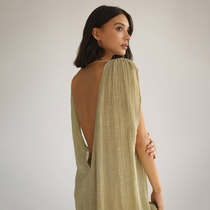 Damen luftiges Strandkleid mit Bindegürtel Drune