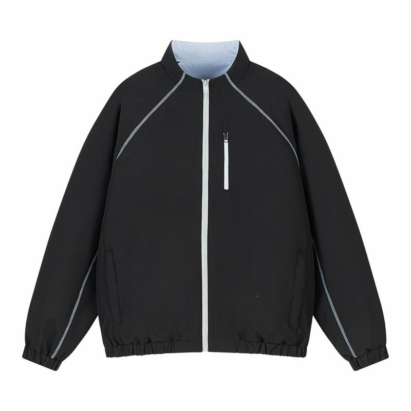 Unisex Leichte Übergangsjacke mit Raglanärmeln, durchgehendem Reißverschluss, Brusttasche und elastischem Saum Drune