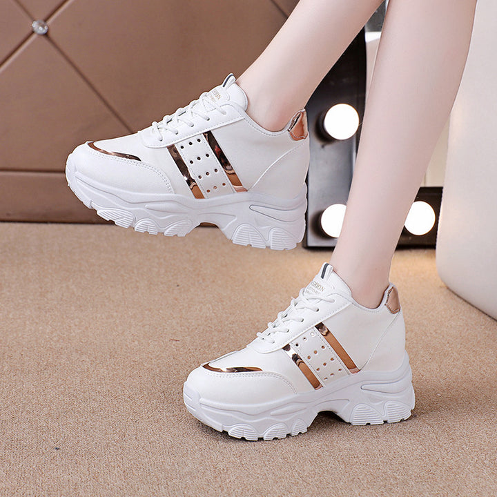 Damen Modische Plateau-Sneaker mit Chunky-Sohle und Metallic-Applikationen Drune