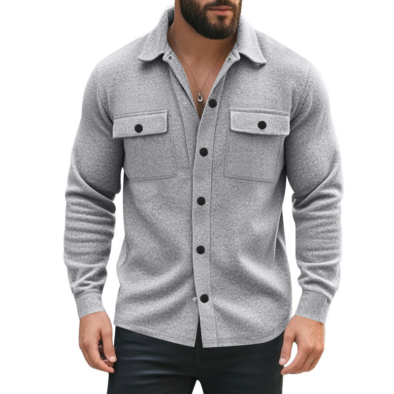 Herren nan gefütterte Hemdjacke mit Fleecefutter, aufgesetzten Brustklappen und Druckknopfleiste Drune
