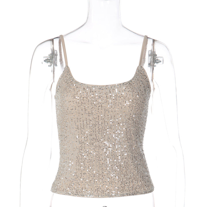 Damen Glitzerndes Spaghetti-Top mit schmalen Trägern Drune