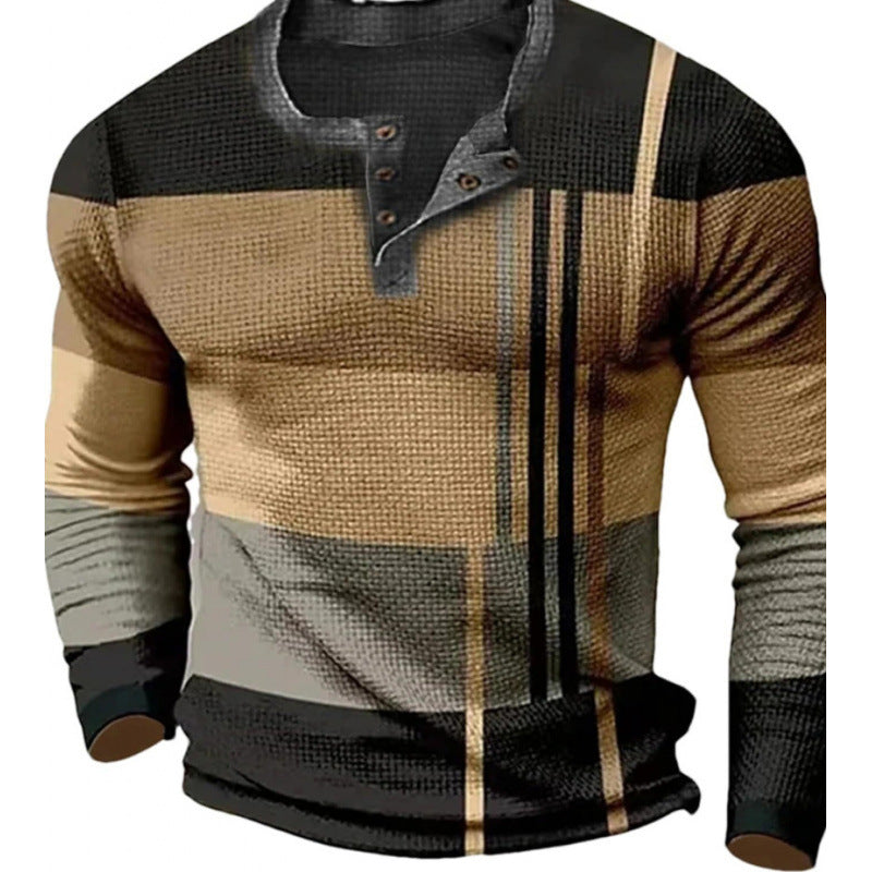 Herren Sportliches Langarmshirt mit Knopfleiste Drune