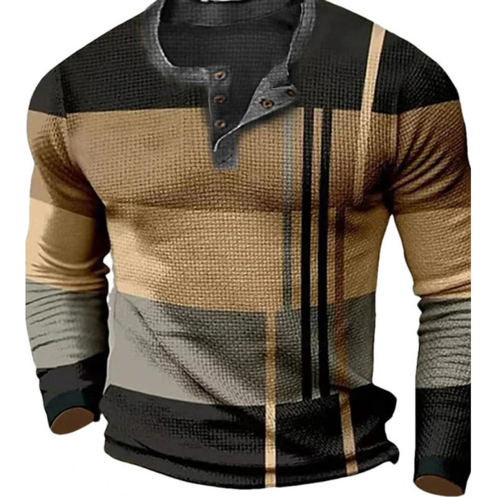 Herren Sportliches Langarmshirt mit Knopfleiste Drune