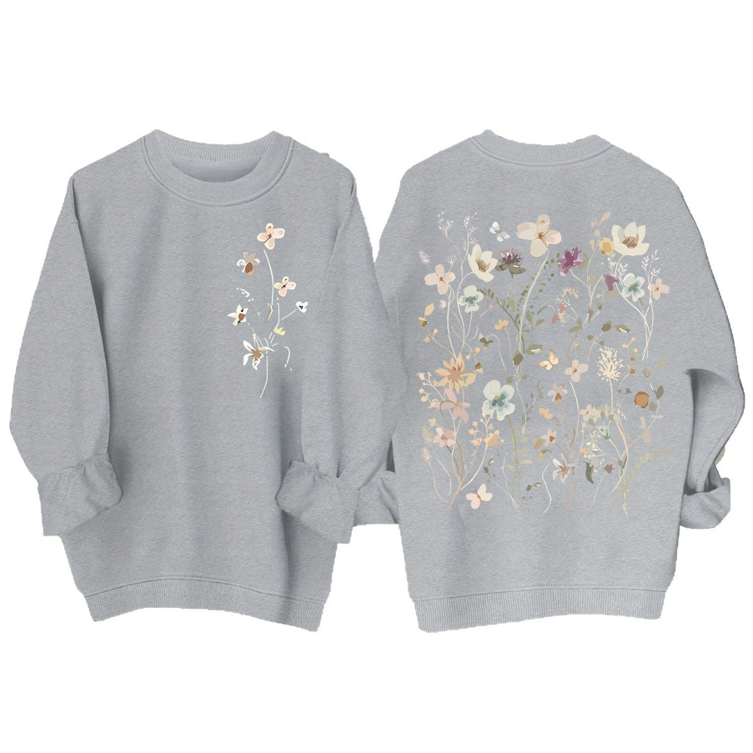 Damen Sweatshirt mit floralem Design und weichem Innenfutter Drune