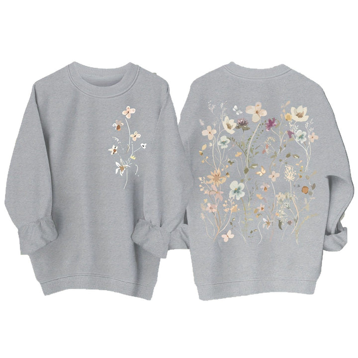 Damen Sweatshirt mit floralem Design und weichem Innenfutter Drune