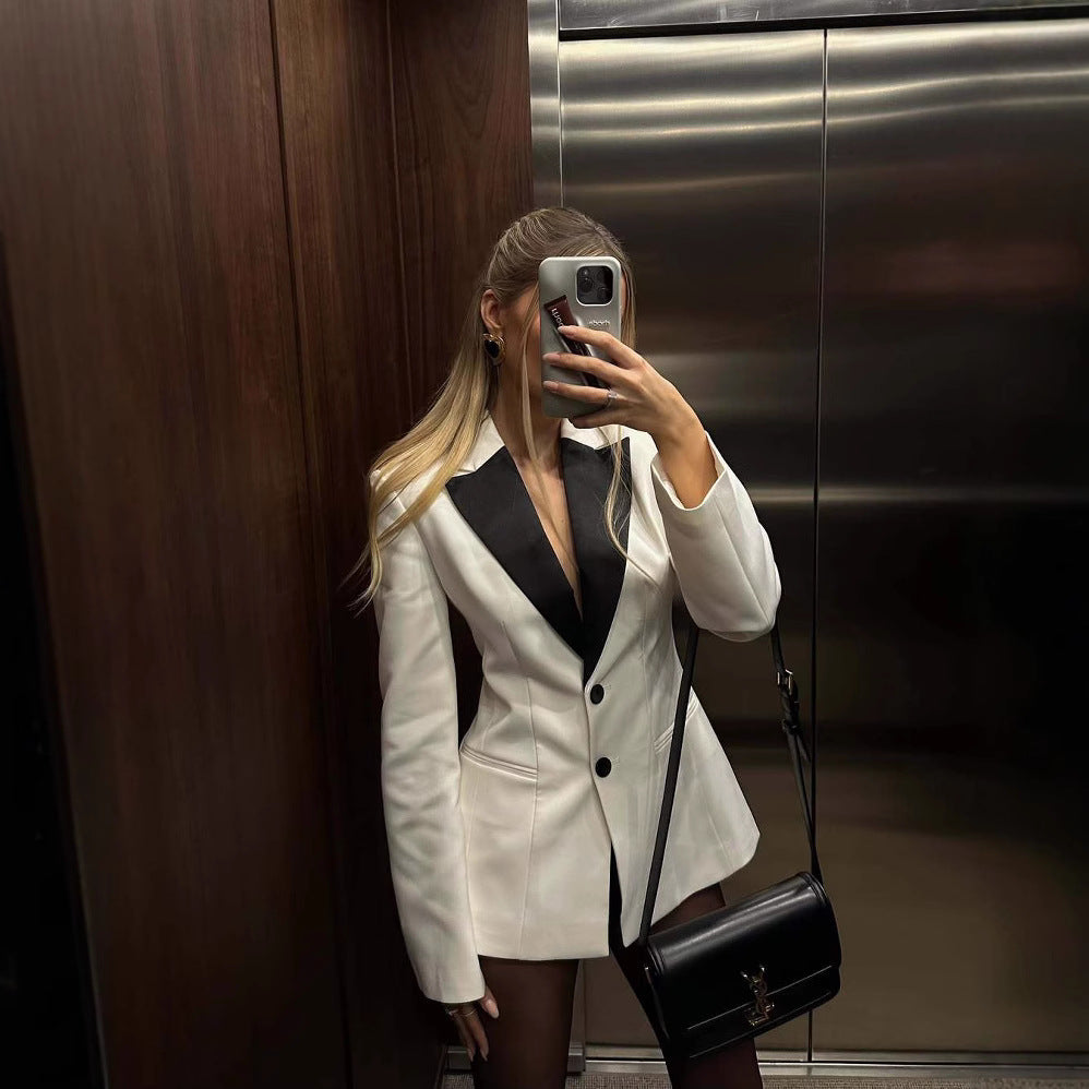 Damen Blazer mit kontrastierendem Revers Drune
