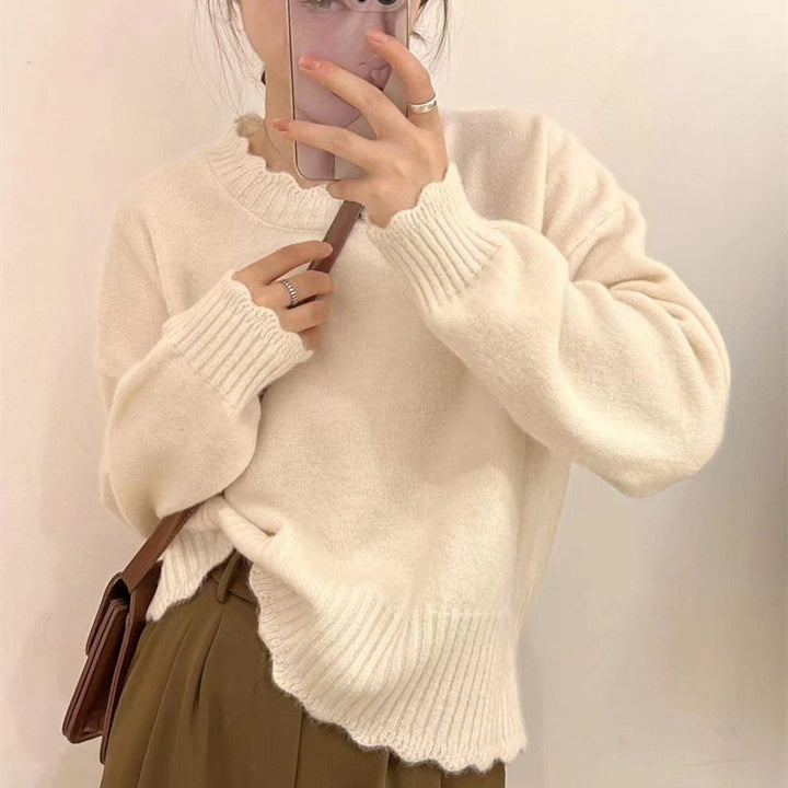 Damen kuscheliger Strickpullover mit lässigem Schnitt und Rippdetails Drune