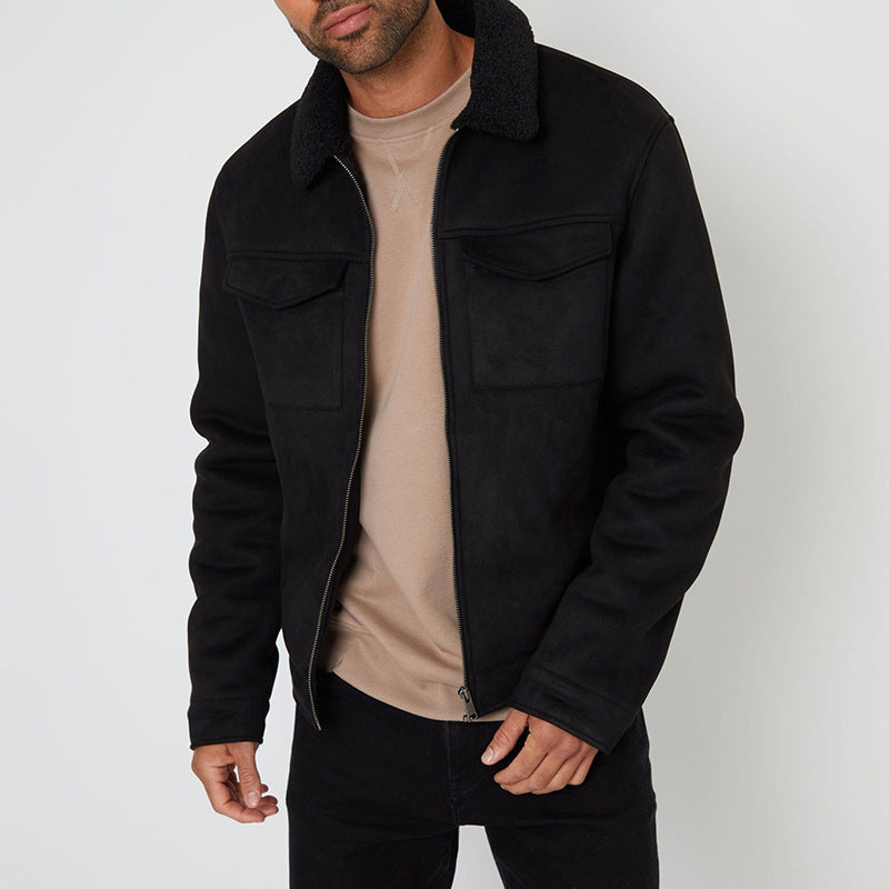 Herren Wildlederjacke mit warmem Kragen