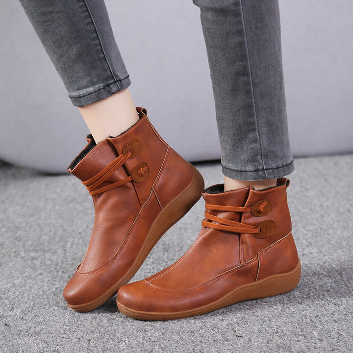 Damen modische Winterstiefeletten mit modernem Schnürdesign und rutschfester Sohle Drune