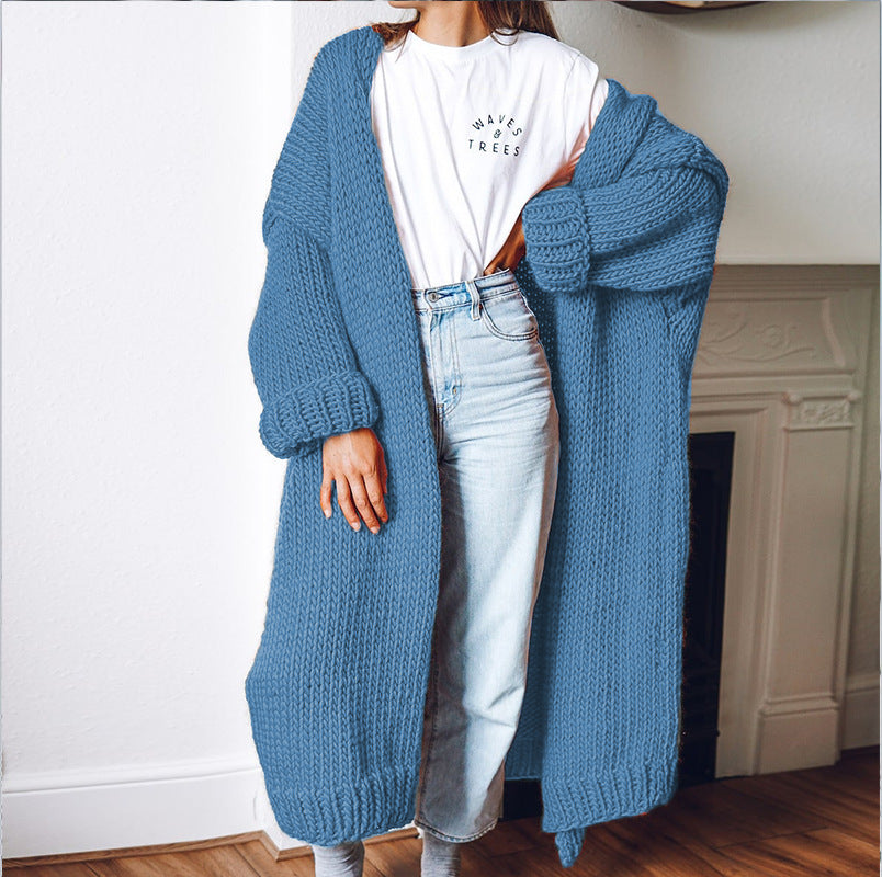 Damen Oversized Strickmantel mit Taschen und grober Textur Drune