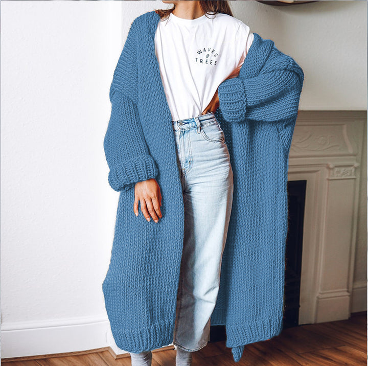 Damen Oversized Strickmantel mit Taschen und grober Textur Drune