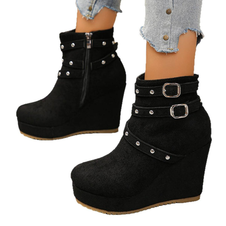 Damen Wedge-Stiefeletten mit Schnallen- und Glitzer-Details Drune