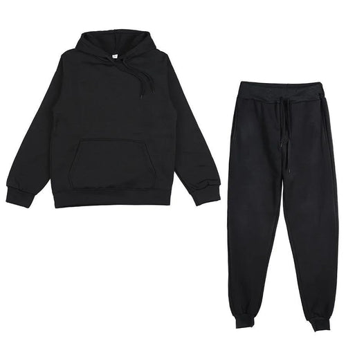 Unisex weiches Lounge-Set mit Oversize-Hoodie, taillenhoher Jogginghose und geripptem Knöchelabschluss Drune