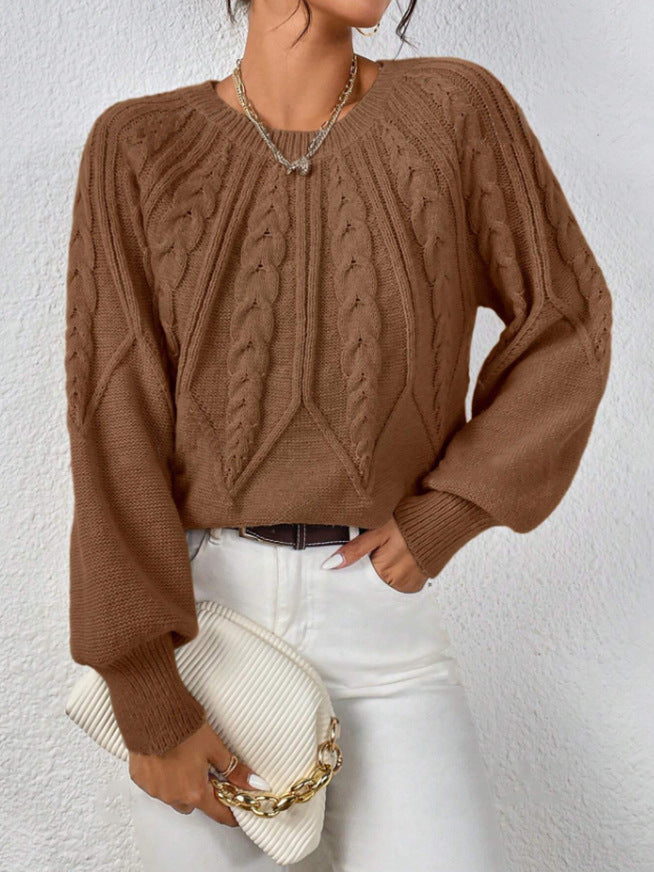 Damen Grobstrickpullover mit detailverliebtem Zopfmuster und weitem Schnitt Drune