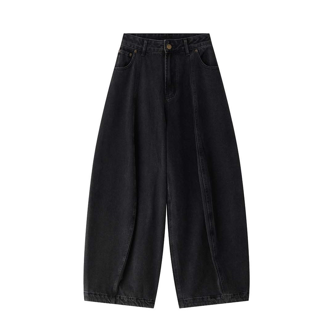Damen Extraweite High-Waist Denim-Hose im Balloon-Cut mit Mittelnaht-Details Drune