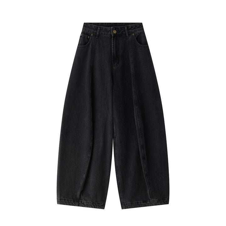 Damen Extraweite High-Waist Denim-Hose im Balloon-Cut mit Mittelnaht-Details Drune