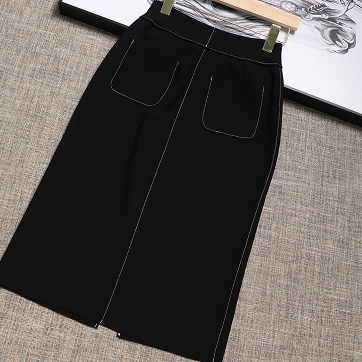Damen Eleganter Midi-Rock mit Schlitzen Drune