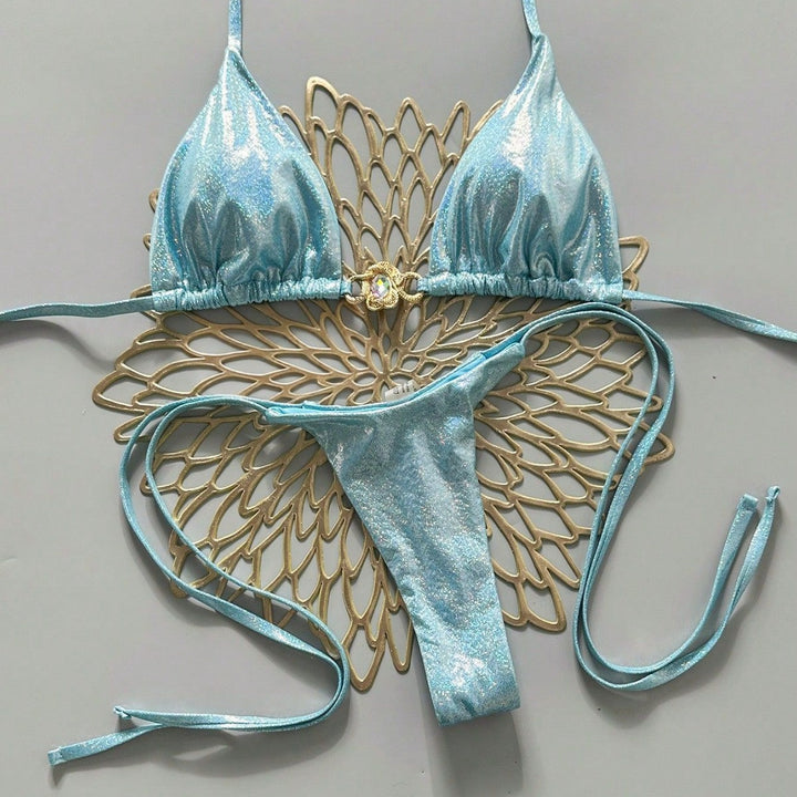 Damen Glänzender Bikini Drune