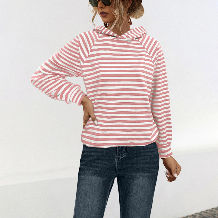 Damen Kapuzensweatshirt mit gestreiftem Design und modernem Schnitt Drune