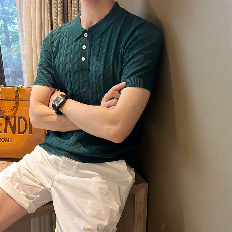 Herren Elegantes Strick-Polohemd mit Rippstruktur Drune
