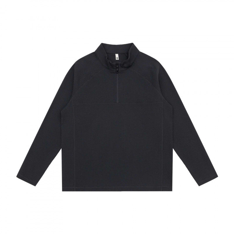 Unisex Grobstruktur-Halbzip-Pullover mit Stehkragen und Boxy-Schnitt Drune