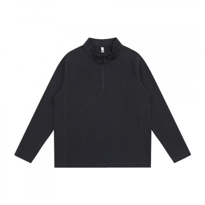 Unisex Grobstruktur-Halbzip-Pullover mit Stehkragen und Boxy-Schnitt Drune