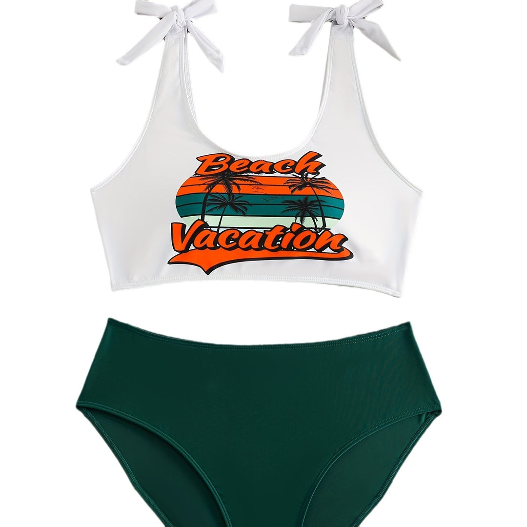 Damen Crop-Top-Bikini-Set mit verspielten Schleifen Drune
