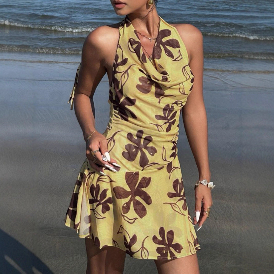 Damen Sommerliches A-Linienkleid mit floralem Druck Drune