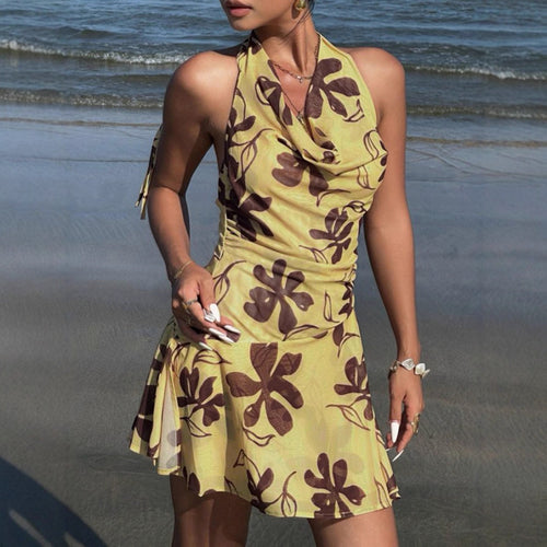 Damen Sommerliches A-Linienkleid mit floralem Druck Drune