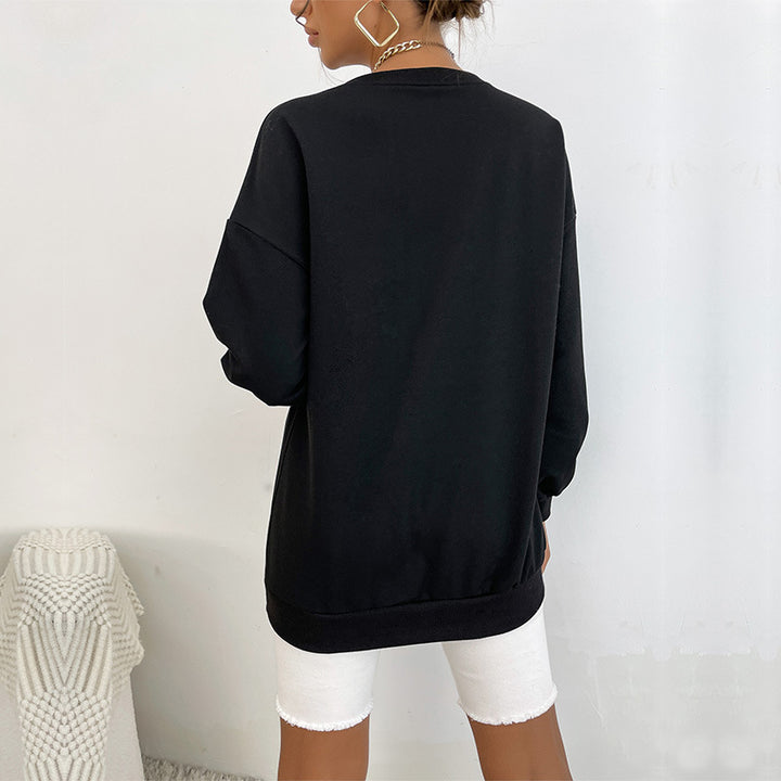 Damen Oversize-Sweatshirt mit College-Print und Raglanärmeln Drune