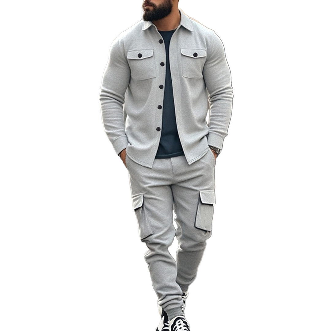 Herren nan athletisches Hemdjacke-Overshirt mit aufgesetzten Brustklappen und durchgehender Knopfleiste Drune