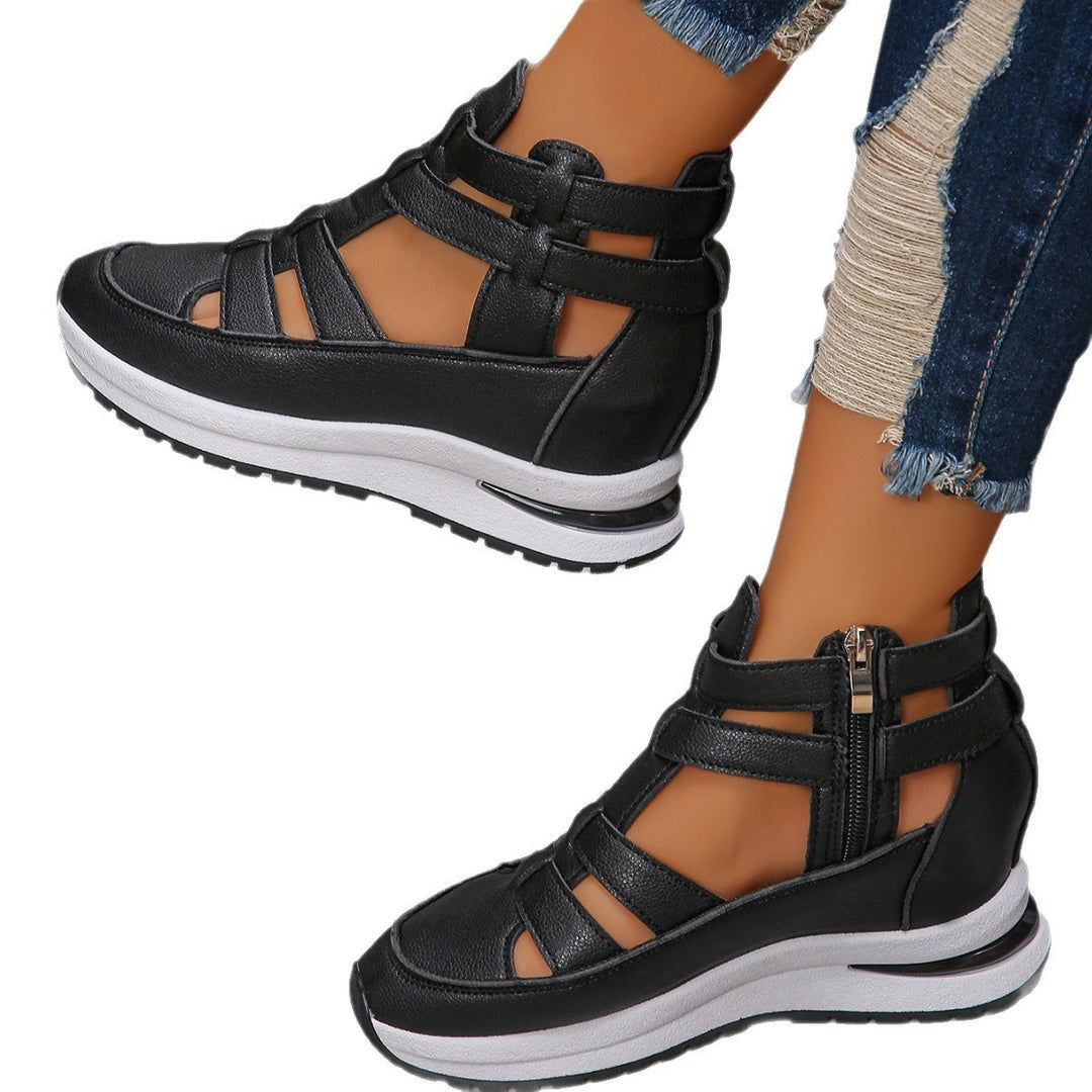 Damen Sportliche Plateau-Sandale mit geflochtenem Riemen und dämpfender Profilsohle Drune