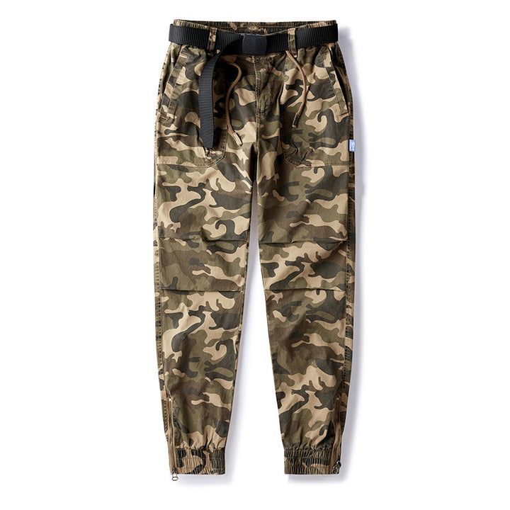 Herren Cargojogger mit Camouflage-Muster, elastischem Tunnelzugbund, Knieverstärkung und Knöchelreißverschluss Drune
