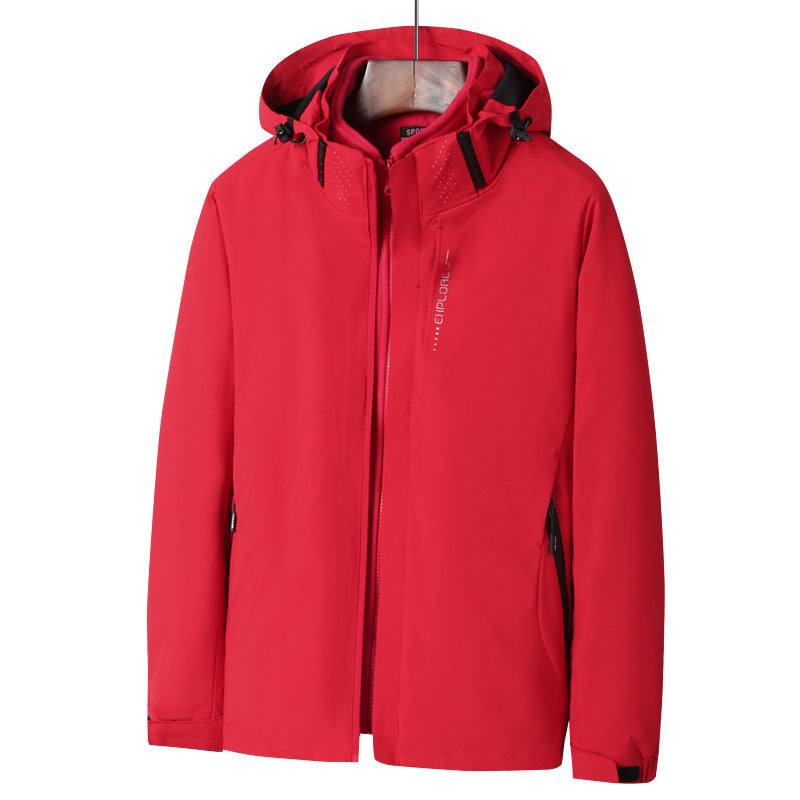 Herren Wind- und wasserabweisende Kapuzenjacke mit ergonomischem Schnitt und verdecktem Reißverschluss Drune