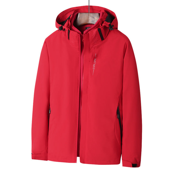 Herren Wind- und wasserabweisende Kapuzenjacke mit ergonomischem Schnitt und verdecktem Reißverschluss Drune