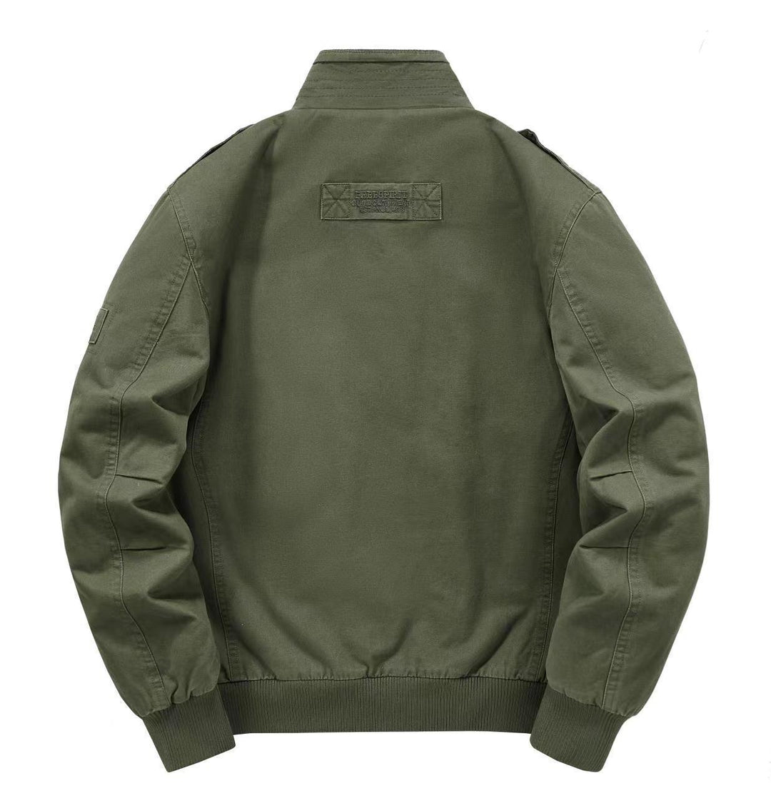 Herren Thermo-Canvasblouson mit durchgehendem Teddyfutter, Rippkragen und Utility‑Pattentaschen Drune
