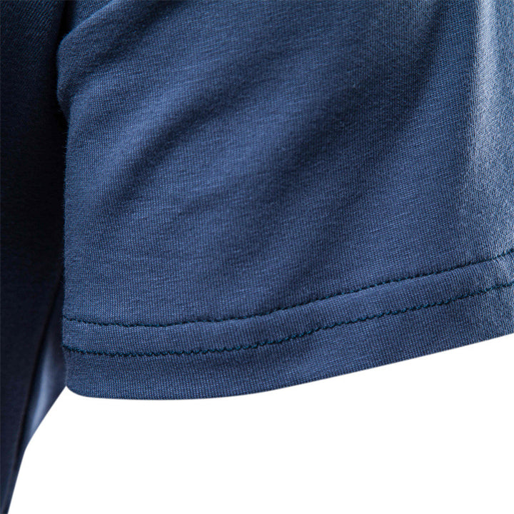Herren V-Ausschnitt T-Shirt mit Druckknöpfen und Brusttasche Drune