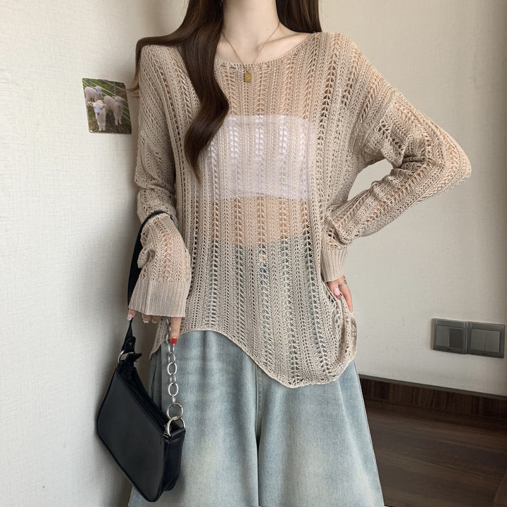 Damen luftiger Strickpullover mit offenen Maschen und lässigem Schnitt Drune